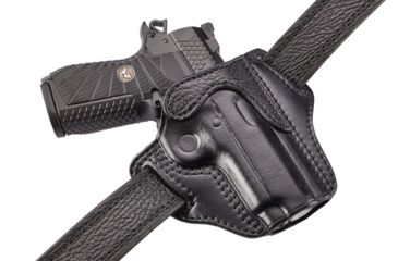 Image of Wilson Combat Defender Holster, EDC X9, right Hand, 1.5in Belt, Black Leather with Shark Trim PLD9BLSR15