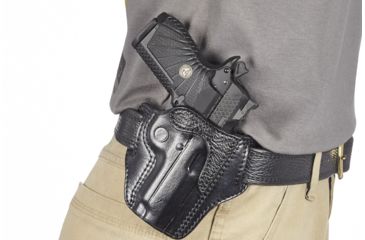 Image of Wilson Combat Defender Holster, EDC X9, right Hand, 1.5in Belt, Black Leather with Shark Trim PLD9BLSR15