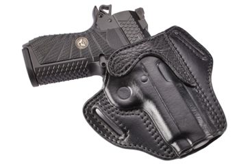 Image of Wilson Combat Defender Holster, EDC X9, right Hand, 1.5in Belt, Black Leather with Shark Trim PLD9BLSR15