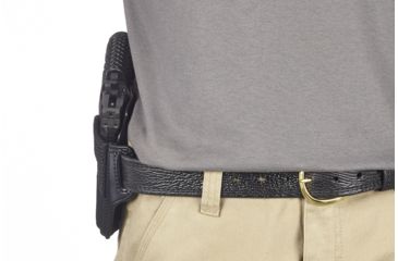 Image of Wilson Combat Defender Holster, EDC X9 with Rail, right Hand, 1.5in Belt, Black Leather with Shark Trim PLD9BLSR15R