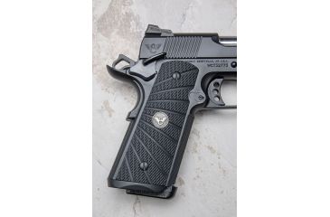 Image of Wilson Combat Grips, Full-Size, Aggressive Starburst Pattern, Flat Bottom, Black 738-FS-FB-BLK