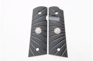 Image of Wilson Combat Grips, Full-Size, Aggressive Starburst Pattern, Flat Bottom, Black 738-FS-FB-BLK