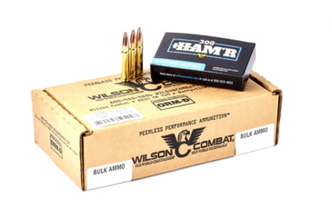 Image of Wilson Combat Hornady FMJ 300 HAMR 125 Grain Brass Cased Pistol Ammo, 200 Round, A300HMR-125-FMJ-BLK-200RD