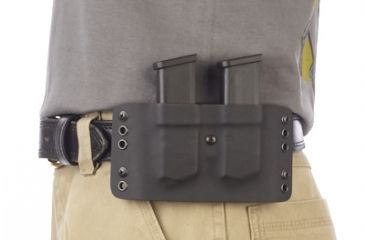 Image of Wilson Combat Kydex Carry Double Magazine Pouch, Glock, Right Hand, 1.75in Belt, Black KC6BKR15D