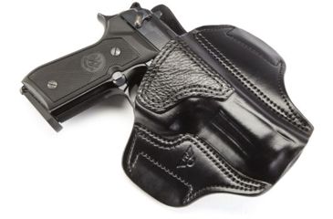 Image of Wilson Combat Lo-Profile II Holster, Beretta 92, 96, Left Hand, 1.5in Belt, Black Leather with Shark Trim, MLP4BLSL15