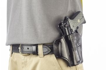 Image of Wilson Combat Lo-Profile II Holster, Beretta 92, 96 Compact, Left Hand, 1.5in Belt, Black Leather with Shark Trim MLP12BLSL15