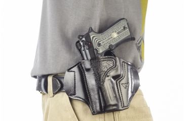 Image of Wilson Combat Lo-Profile II Holster, Beretta 92, 96 Compact, Left Hand, 1.5in Belt, Black Leather with Shark Trim MLP12BLSL15