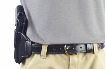 Image of Wilson Combat Lo-Profile II Holster, Beretta 92, 96 Compact, Right Hand, 1.5in Belt, Black Leather with Shark Trim MLP12BLSR15