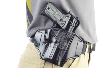 Image of Wilson Combat Lo-Profile II Holster, Beretta 92, 96 Compact, Right Hand, 1.5in Belt, Black Leather with Shark Trim MLP12BLSR15