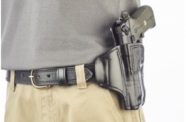 Image of Wilson Combat Lo-Profile II Holster, Beretta 92, 96, Left Hand, 1.5in Belt, Black Leather with Shark Trim MLP4BLSL15