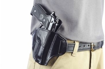 Image of Wilson Combat Lo-Profile II Holster, Beretta 92, 96, Right Hand, 1.5in Belt, Black Leather with Shark Trim MLP4BLSR15