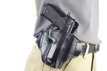 Image of Wilson Combat Lo-Profile II Holster, Beretta 92, 96, Right Hand, 1.5in Belt, Black Leather with Shark Trim MLP4BLSR15