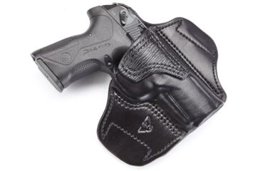 Image of Wilson Combat Lo-Profile II Holster, Beretta PX4, Right Hand, 1.5in Belt, Black Leather with Shark Trim, MLP7BLSR15