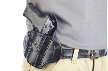 Image of Wilson Combat Lo-Profile II Holster, Beretta PX4, Right Hand, 1.5in Belt, Black Leather with Shark Trim MLP7BLSR15