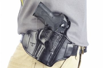 Image of Wilson Combat Lo-Profile II Holster, Beretta PX4, Right Hand, 1.5in Belt, Black Leather with Shark Trim MLP7BLSR15