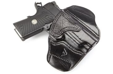 Image of Wilson Combat Lo-Profile II Holster, Compact 1911, Left Hand, 1.5in Belt, Black Leather with Shark Trim, MLP2BLSL15