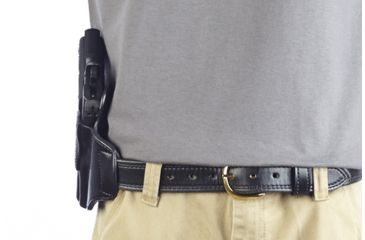 Image of Wilson Combat Lo-Profile II Holster, Compact 1911, Right Hand, 1.5in Belt, Black Leather with Shark Trim MLP2BLSR15