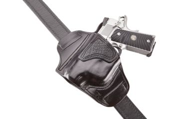 Image of Wilson Combat Lo-Profile II Holster, Compact 1911 with TLR-6 Weapon Light, Lt. Hand, 1.5in Belt, Black Leather w/ Shark Trim MLP2BLSL15WL6