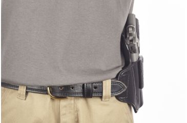 Image of Wilson Combat Lo-Profile II Holster, Compact 1911 with TLR-6 Weapon Light, Lt. Hand, 1.5in Belt, Black Leather w/ Shark Trim MLP2BLSL15WL6