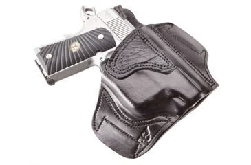 Image of Wilson Combat Lo-Profile II Holster, Compact 1911 with TLR-6 Weapon Light, Rt Hand, 1.5in Belt, Black Leather w/ Shark Trim MLP2BLSR15WL6