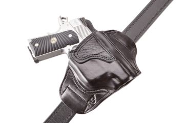 Image of Wilson Combat Lo-Profile II Holster, Compact 1911 with TLR-6 Weapon Light, Rt Hand, 1.5in Belt, Black Leather w/ Shark Trim MLP2BLSR15WL6