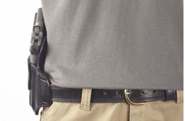 Image of Wilson Combat Lo-Profile II Holster, Compact 1911 with TLR-6 Weapon Light, Rt Hand, 1.5in Belt, Black Leather w/ Shark Trim MLP2BLSR15WL6