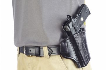Image of Wilson Combat Lo-Profile II Holster, Full-Size 1911, Left Hand, 1.5in Belt, Black Leather with Shark Trim MLP1BLSL15