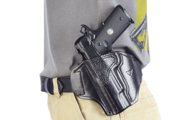 Image of Wilson Combat Lo-Profile II Holster, Full-Size 1911, Left Hand, 1.5in Belt, Black Leather with Shark Trim MLP1BLSL15