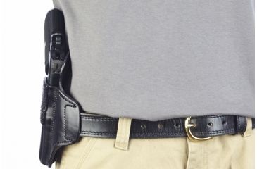 Image of Wilson Combat Lo-Profile II Holster, Full-Size 1911, Right Hand, 1.5in Belt, Black Leather with Shark Trim MLP1BLSR15