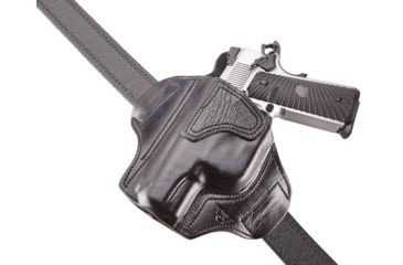 Image of Wilson Combat Lo-Profile II Holster, Full-Size 1911 with TLR-6 Weapon Light, Lt Hand, 1.5in Belt, Blk Leather w/ Shark Trim MLP1BLSL15WL6