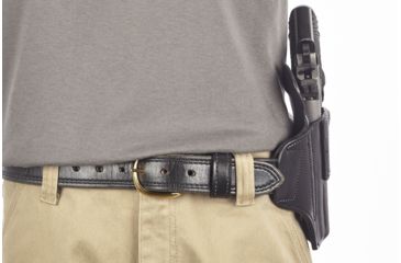 Image of Wilson Combat Lo-Profile II Holster, Full-Size 1911 with TLR-6 Weapon Light, Lt Hand, 1.5in Belt, Blk Leather w/ Shark Trim MLP1BLSL15WL6