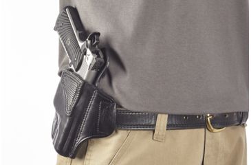 Image of Wilson Combat Lo-Profile II Holster, Full-Size 1911 with TLR-6 Weapon Light, Rt Hand, 1.5in Belt, Blk Leather w/ Shark Trim MLP1BLSR15WL6