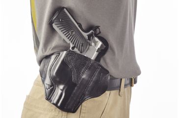 Image of Wilson Combat Lo-Profile II Holster, Full-Size 1911 with TLR-6 Weapon Light, Rt Hand, 1.5in Belt, Blk Leather w/ Shark Trim MLP1BLSR15WL6