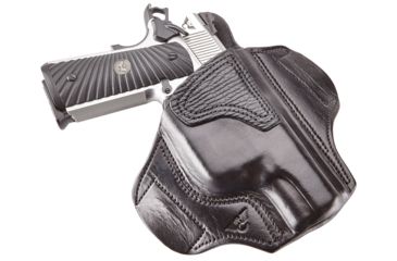 Image of Wilson Combat Lo-Profile II Holster, Full-Size 1911 with TLR-6 Weapon Light, Rt Hand, 1.5in Belt, Blk Leather w/ Shark Trim MLP1BLSR15WL6