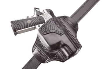 Image of Wilson Combat Lo-Profile II Holster, Full-Size 1911 with TLR-6 Weapon Light, Rt Hand, 1.5in Belt, Blk Leather w/ Shark Trim MLP1BLSR15WL6