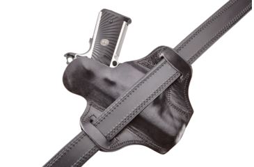 Image of Wilson Combat Lo-Profile II Holster, Full-Size 1911 with TLR-6 Weapon Light, Rt Hand, 1.5in Belt, Blk Leather w/ Shark Trim MLP1BLSR15WL6