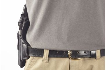 Image of Wilson Combat Lo-Profile II Holster, Full-Size 1911 with TLR-6 Weapon Light, Rt Hand, 1.5in Belt, Blk Leather w/ Shark Trim MLP1BLSR15WL6