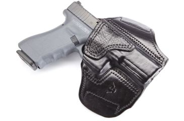 Image of Wilson Combat Lo-Profile II Holster, Glock 17, 22, 31, Right Hand, 1.5in Belt, Black Leather with Shark Trim, MLP6BLSR15