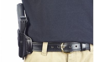 Image of Wilson Combat Lo-Profile II Holster, Glock 17, 22, 31, Right Hand, 1.5in Belt, Black Leather with Shark Trim MLP6BLSR15