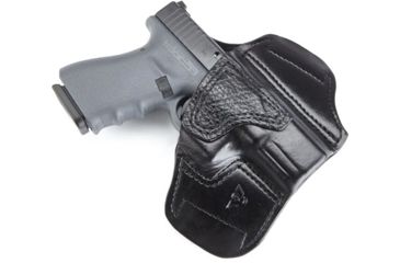 Image of Wilson Combat Lo-Profile II Holster, Glock 19, 23, 32, Right Hand, 1.5in Belt, Black Leather with Shark Trim, MLP5BLSR15