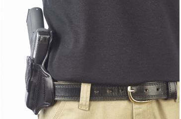 Image of Wilson Combat Lo-Profile II Holster, Glock 19, 23, 32, Right Hand, 1.5in Belt, Black Leather with Shark Trim MLP5BLSR15