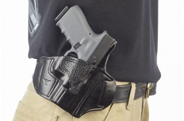 Image of Wilson Combat Lo-Profile II Holster, Glock 19, 23, 32, Right Hand, 1.5in Belt, Black Leather with Shark Trim MLP5BLSR15