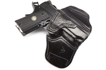 Image of Wilson Combat Lo-Profile II Holster, Officerfts 1911, Right Hand, 1.5in Belt, Black Leather with Shark Trim, MLP3BLSR15