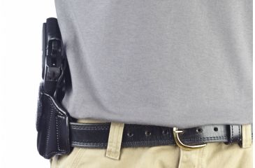 Image of Wilson Combat Lo-Profile II Holster, Officer's 1911, Right Hand, 1.5in Belt, Black Leather with Shark Trim MLP3BLSR15