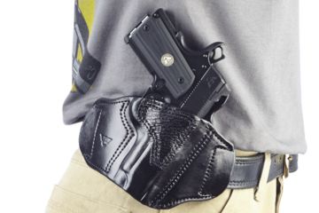 Image of Wilson Combat Lo-Profile II Holster, Officer's 1911, Right Hand, 1.5in Belt, Black Leather with Shark Trim MLP3BLSR15
