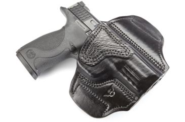 Image of Wilson Combat Lo-Profile II Holster, S and W M and P, Right Hand, 1.5in Belt, Black Leather with Shark Trim, MLP13BLSR15