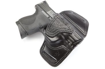 Image of Wilson Combat Lo-Profile II Holster, S and W M and P Compact, Right Hand, 1.5in Belt, Black Leather with Shark Trim, MLP14BLSR15