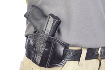 Image of Wilson Combat Lo-Profile II Holster, S and W M and P Compact, Right Hand, 1.5in Belt, Black Leather with Shark Trim MLP14BLSR15