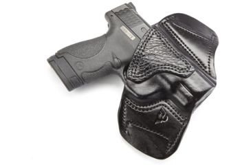 Image of Wilson Combat Lo-Profile II Holster, SIG Sauer P938, Right Hand, 1.5in Belt, Black Leather with Shark Trim, MLP19BLSR15