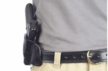 Image of Wilson Combat Lo-Profile II Holster, S and W M and P Shield, Right Hand, 1.5in Belt, Black Leather with Shark Trim MLP15BLSR15